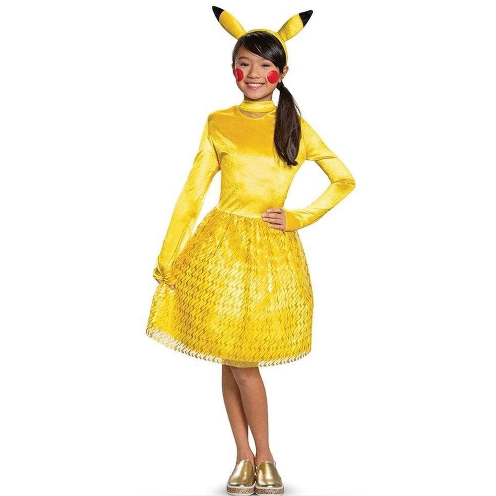 POKEMON Girl’s Pikachu Yellow Tulle Dress/Costume Size Large (10-12) NWOT